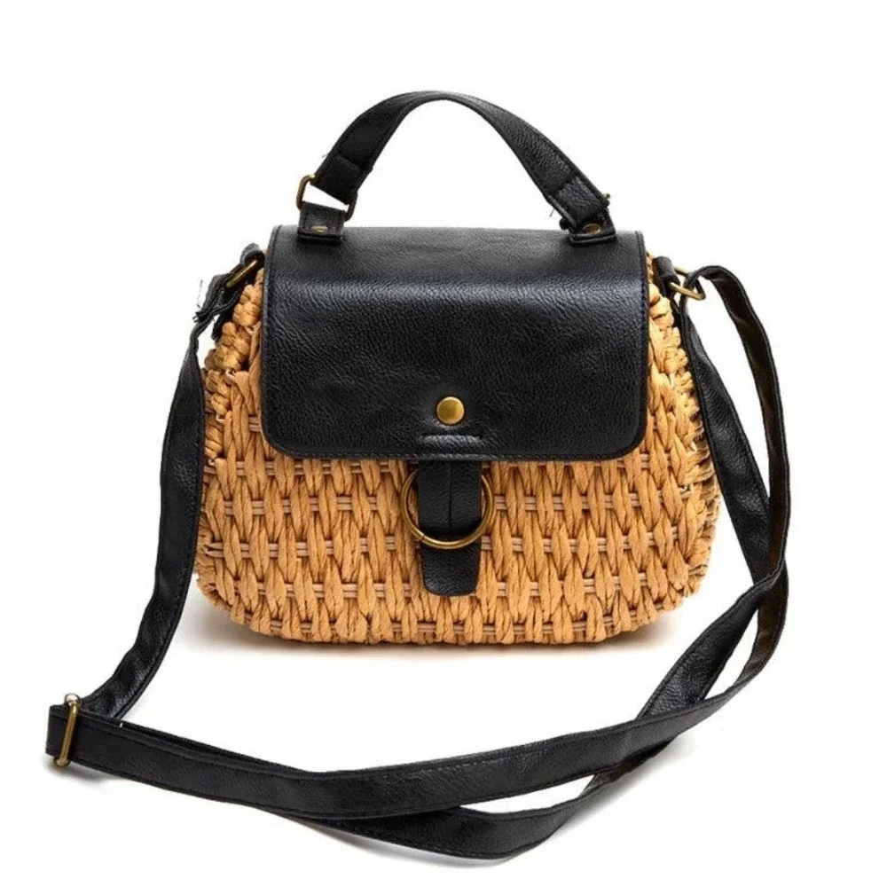 Beach by Matisse Woven Shoulder Straw Bag Womens Boho Summer Vacation Festival
